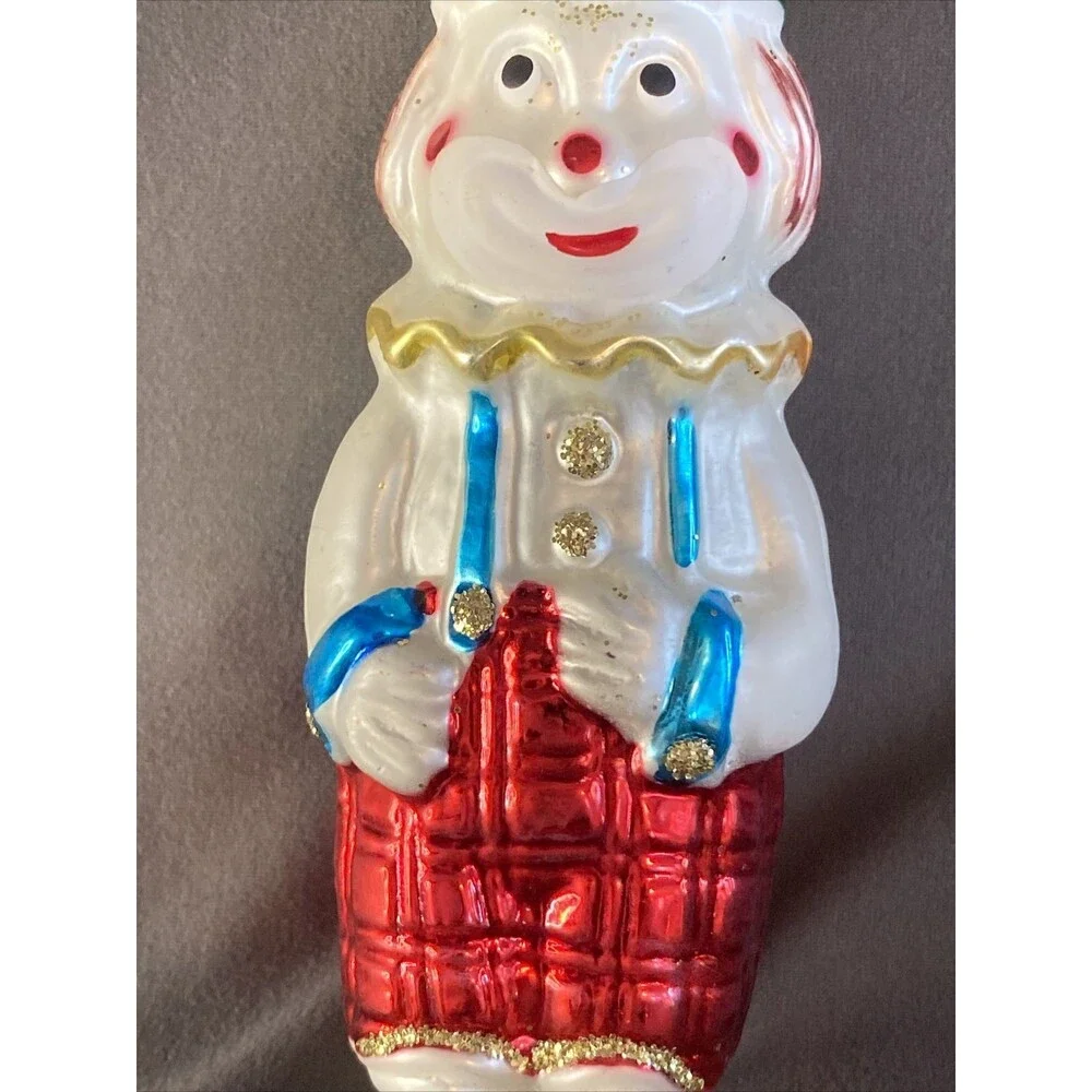 Vintage Mercury Glass Clown Christmas Ornament Lot Of 5 Hanging Holiday Tree